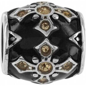 Excellent Condition, Brighton Onyx Cross Bead, Black Enamel w/ Stones